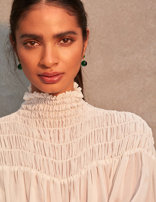 Cassandra Earrings Emerald - Gaudy & Prim