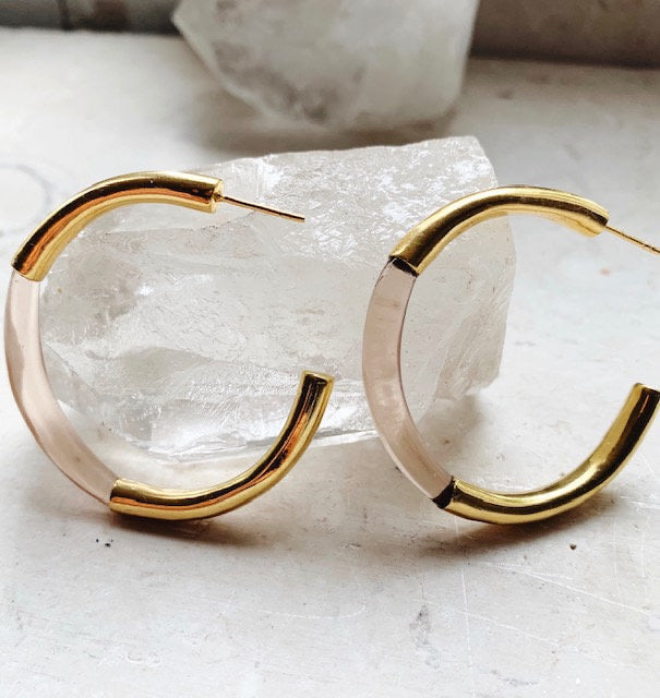 Gold Chunky Hoop Earrings Champagne - Gaudy & Prim