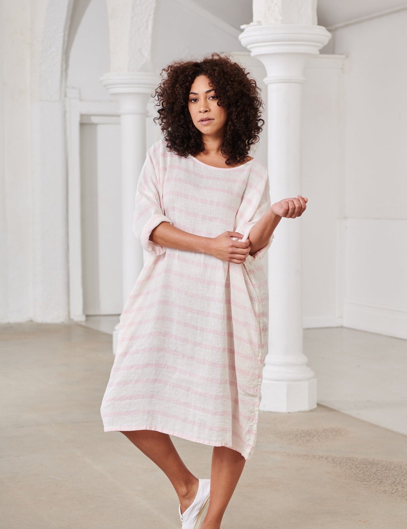 Newport Line Dress -Pink Stripe - Gaudy & Prim