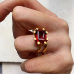 Square Claw Ring - Ruby Red - Gaudy & Prim