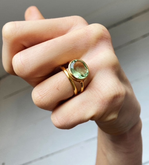 Oval Chunky Ring - Soft Green - Gaudy & Prim