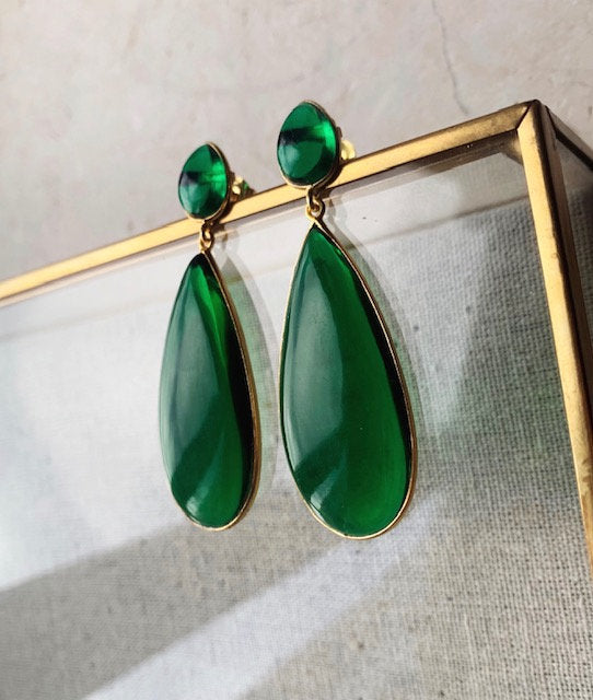 Nancy Earring - Emerald Green - Gaudy & Prim