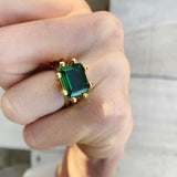 Square Claw Ring - Emerald Green - Gaudy & Prim