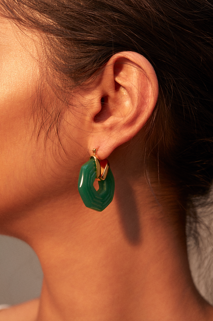 Sphinx Earrings - Emerald Green - Gaudy & Prim