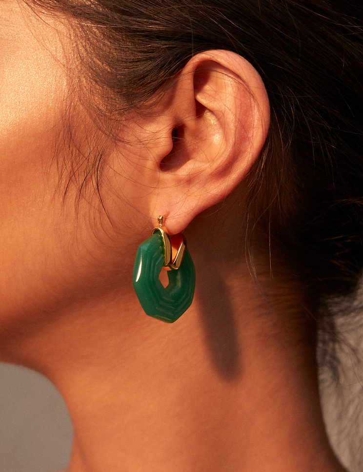 Sphinx Earrings - Emerald Green - Gaudy & Prim